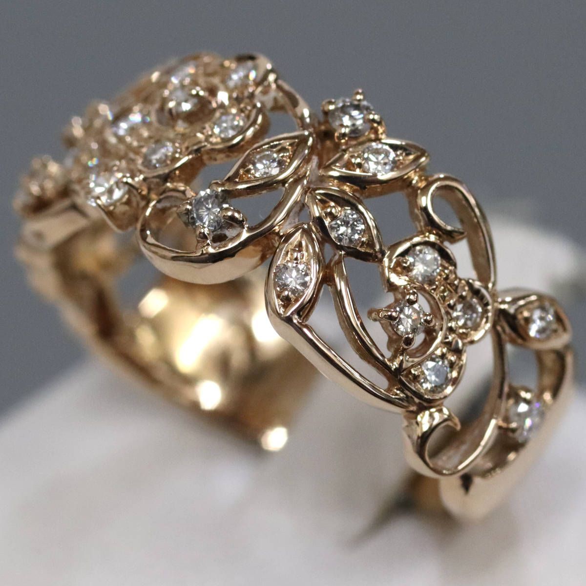 K 18 PGダイヤモンドリング フラワーモチーフ D 0.36 5.4 g 16