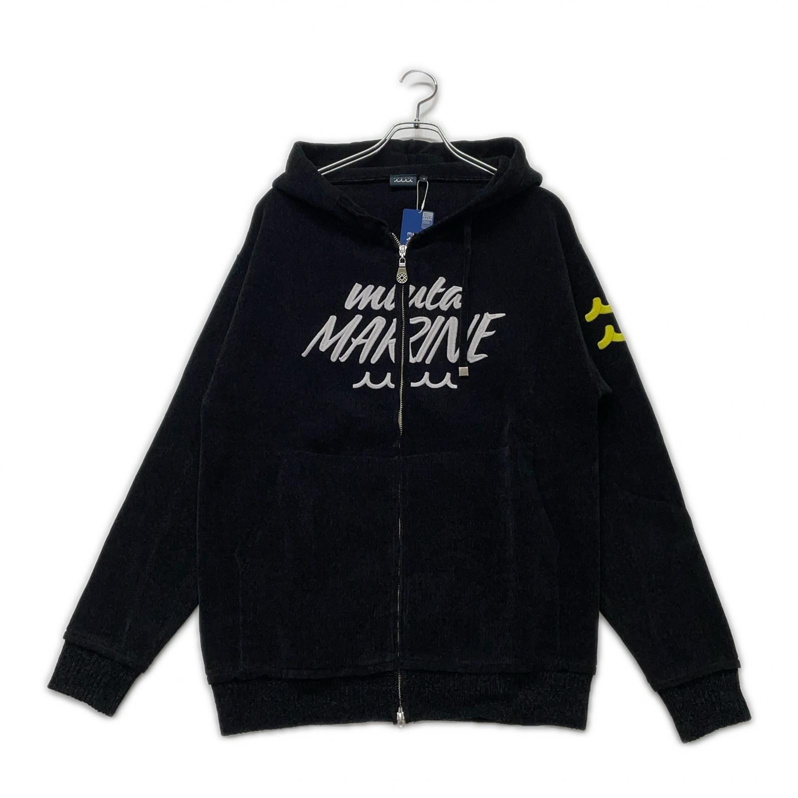 メンズ ムータマリン muta MARINE パーカー 4 S 黒 ブラック モールスムースニット ロゴ刺しゅう