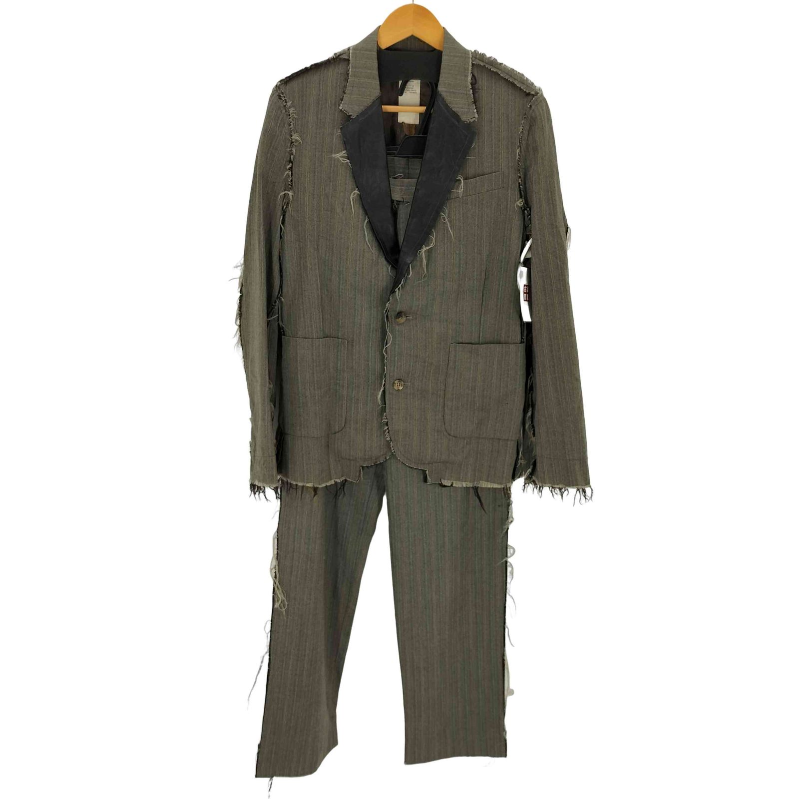 NOZOMI ISHIGURO(ノゾミイシグロ) 異素材切替 ほつれデザイン2Bテーラードジャケット セットアップ メンズ  SMALL【中古】【ブランド古着バズストア】 ノゾミイシグロ NOZOMI ISHIGURO 異素材切替 ほつれデザイン2B