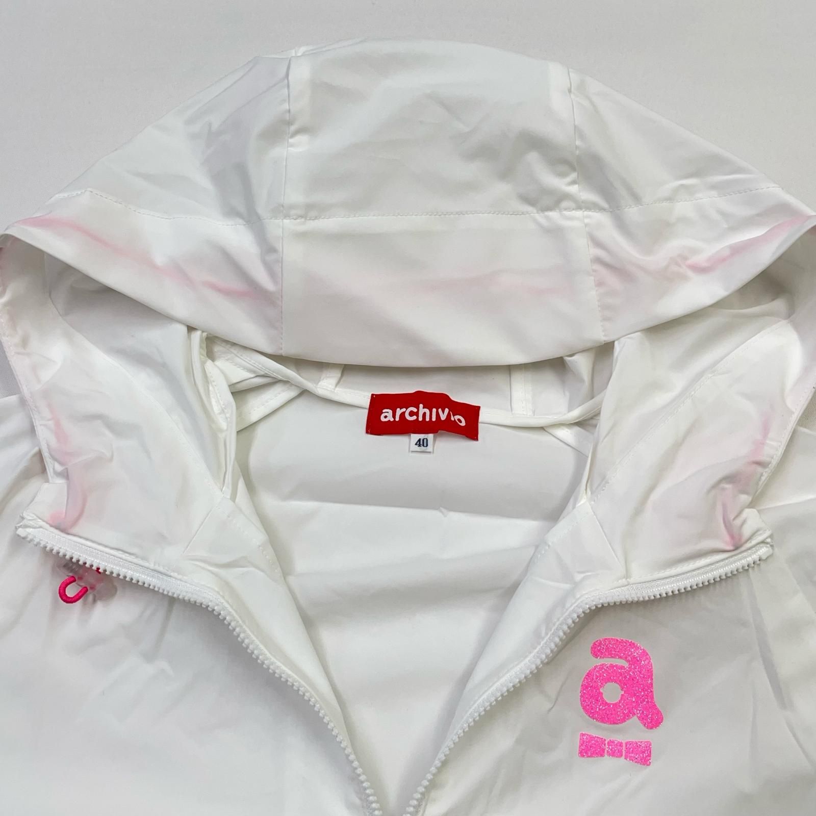  レディース アルチビオ archivio フルジップアウター 40 L 白 ホワイト モデル フード付き ジャケット レディースウェア