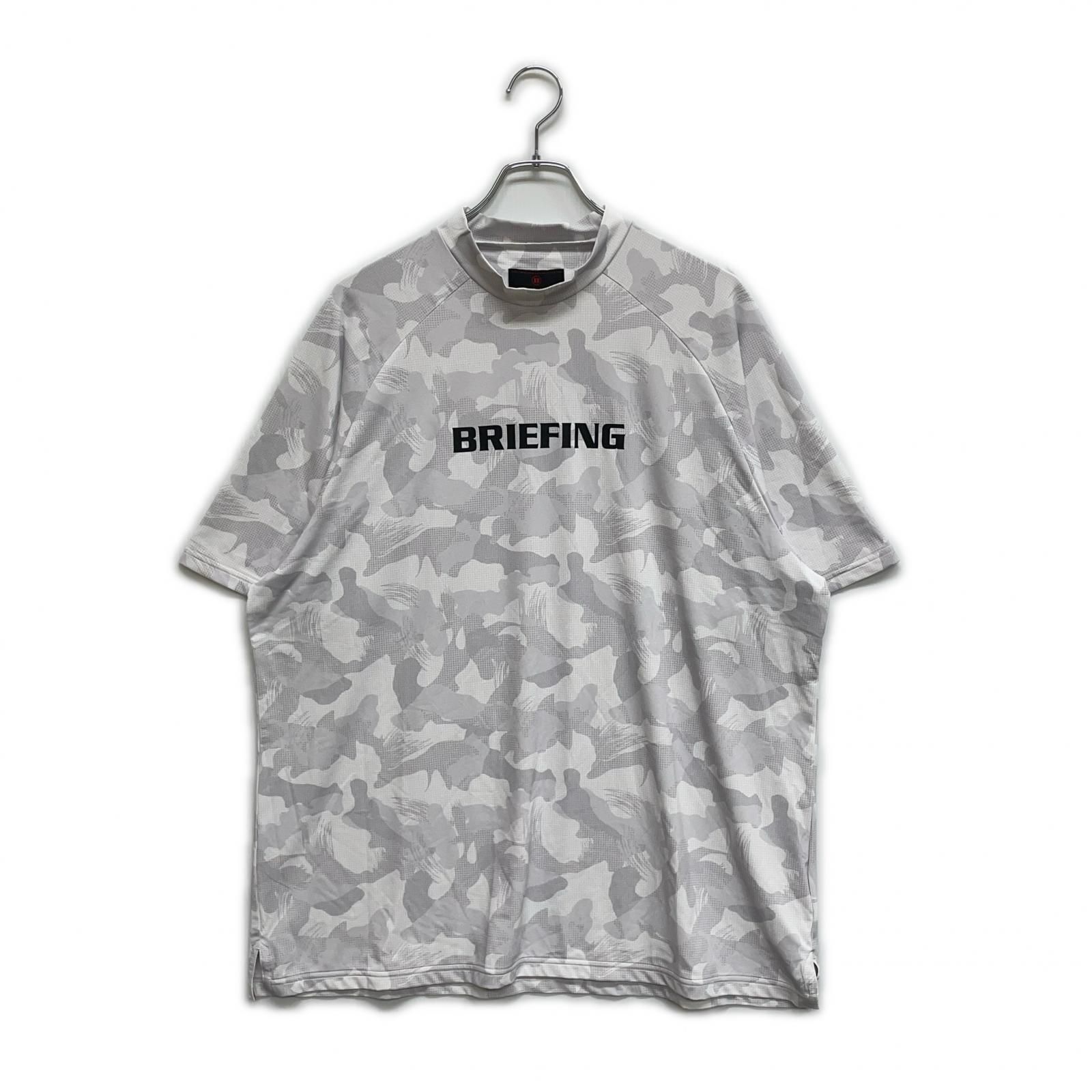 メンズ ブリーフィング BRIEFING 半袖シャツ XL グレー モックネック カモフラ