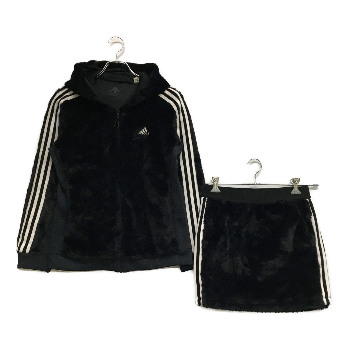 レディース アディダスゴルフ adidas GOLF セットアップ M 黒 ブラック ボア 防寒 フルジップパーカー スカート
