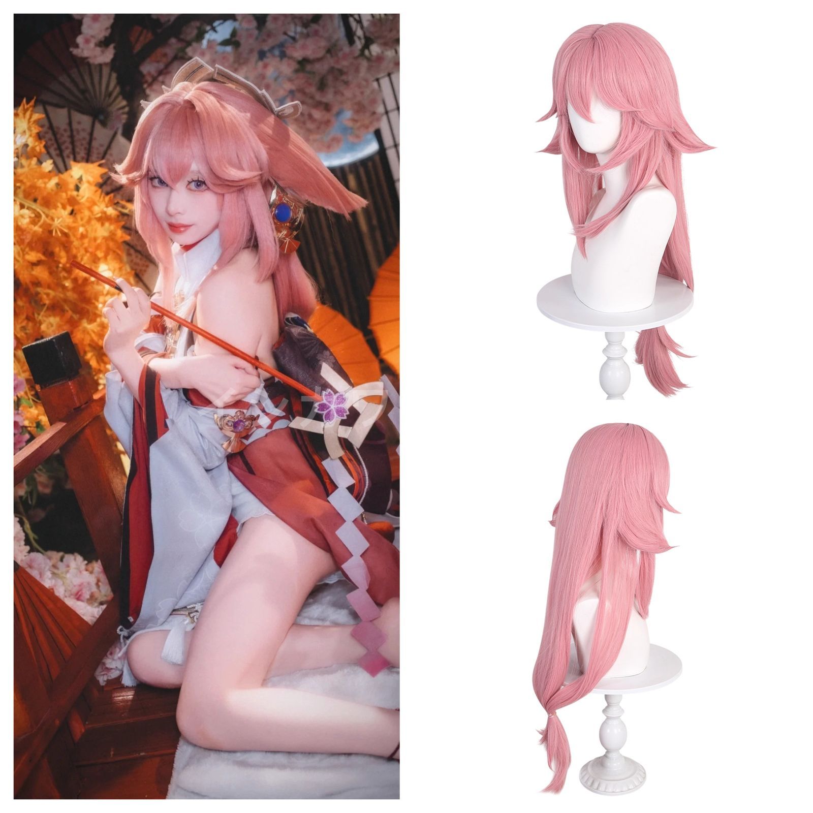 原神／八重神子 ウィッグサンプル 三分妄想 原神 コスプレ 八重神子 やえみこ ウィッグ