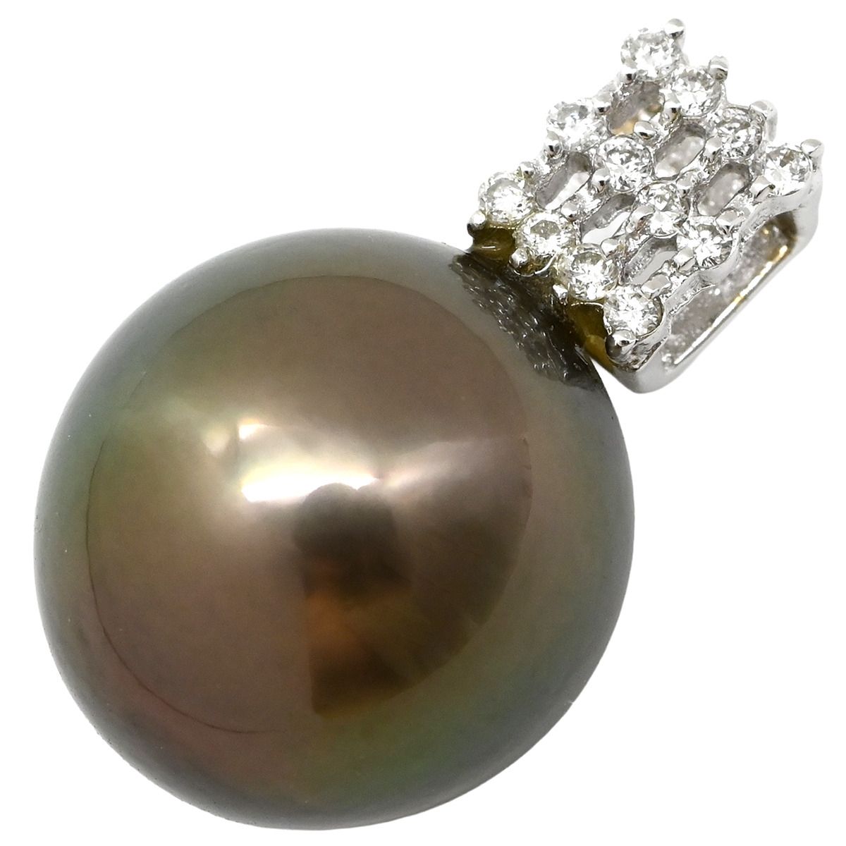 ペンダントトップ K18WG パール ダイヤモンド ブラック×ホワイトゴールド ネックレストップ チャーム 黒蝶 パール 真珠 ダイヤ Au750 18K 18金