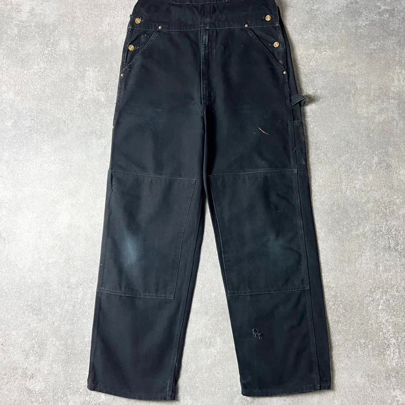 90s USA製 Carhartt ダブルニー ダック オーバーオール パンツ 36 32