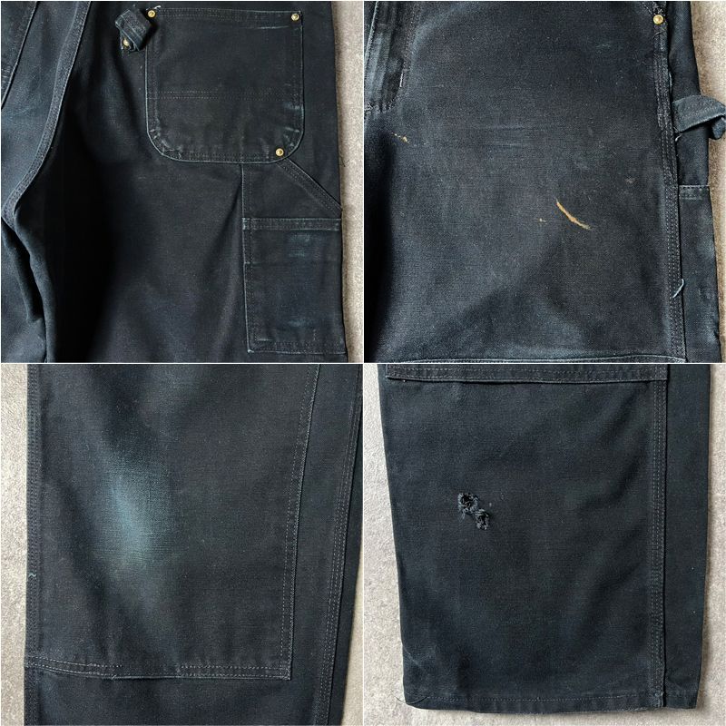 90s USA製 Carhartt ダブルニー ダック オーバーオール パンツ 36 32