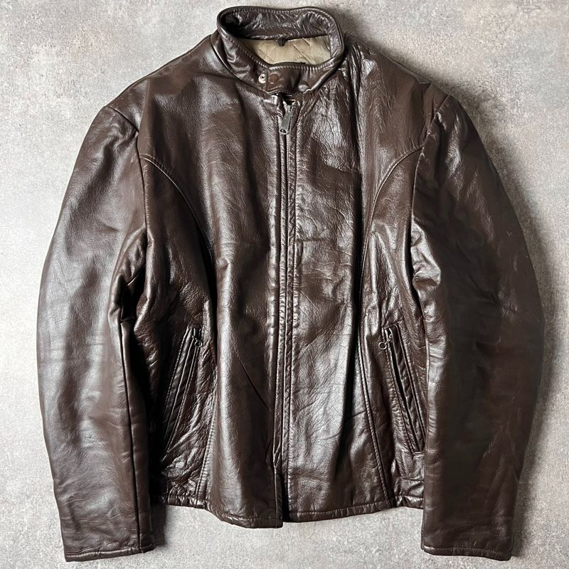 70s USA製 BEAU BREED 中綿入り 本革 レザー シングル ライダース