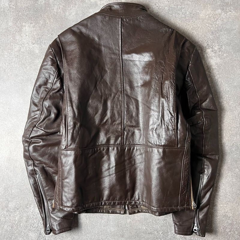 70s USA製 BEAU BREED 中綿入り 本革 レザー シングル ライダース 