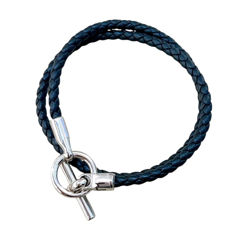 エルメス HERMES グレナン ドゥブルトゥール ブラック SV金具 スイフトレザー レディース ブレスレット