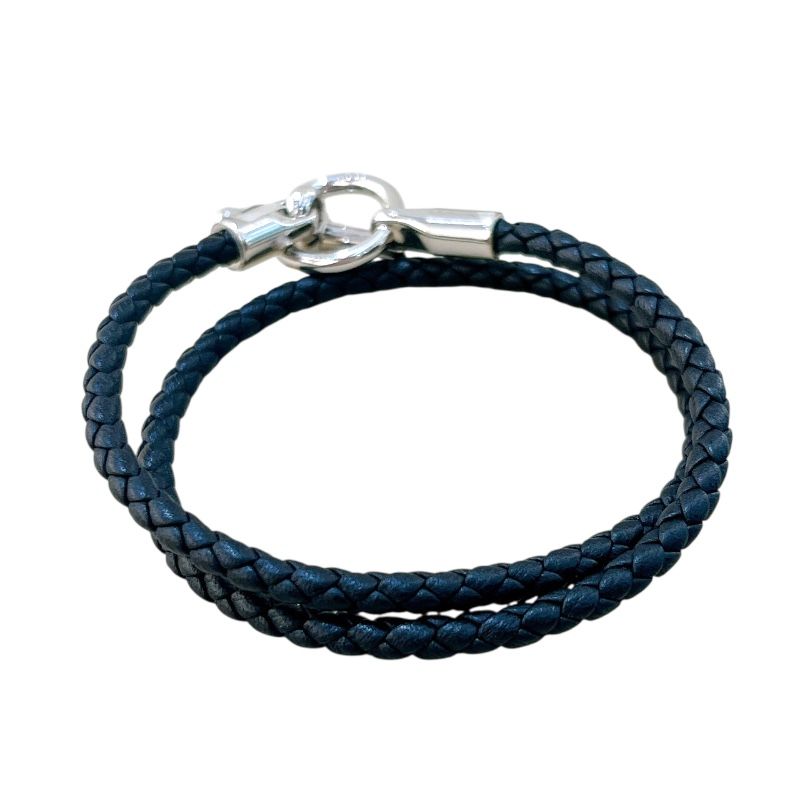 エルメス HERMES グレナン ドゥブルトゥール ブラック SV金具 スイフトレザー レディース ブレスレット