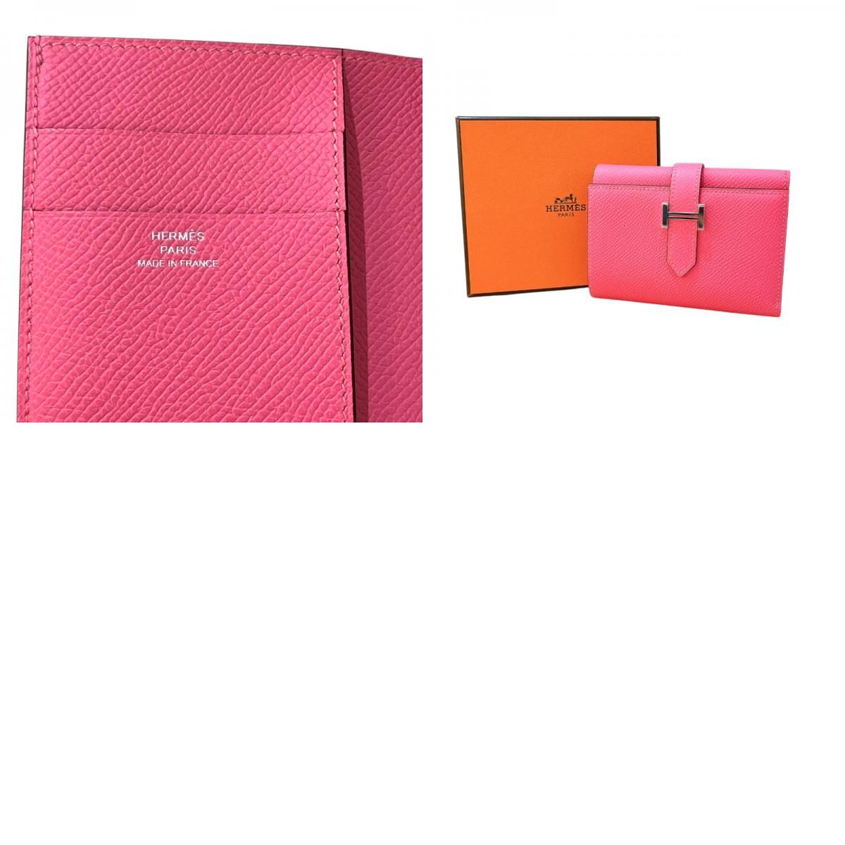 【史上最も激安！】 エルメス HERMES べアンコンビネ W刻印 製 ローズアザレ SV金具 エプソン ユニセックス 二つ折り財布