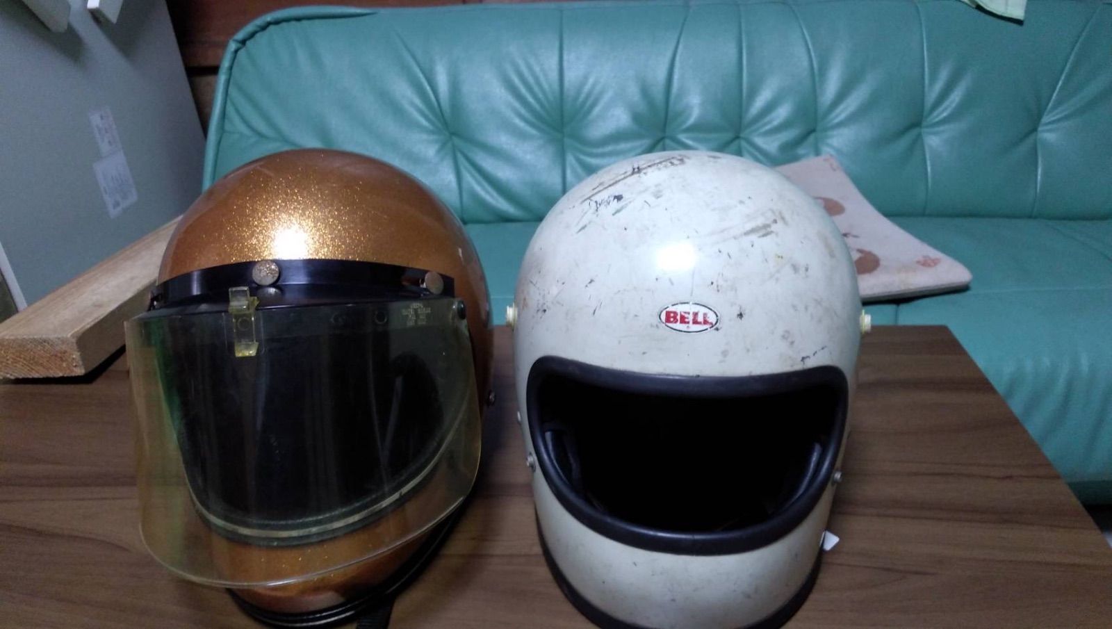 MAX☆Lサイズ ビンテージヘルメット 70年代 ゴールド オレンジ ラメ