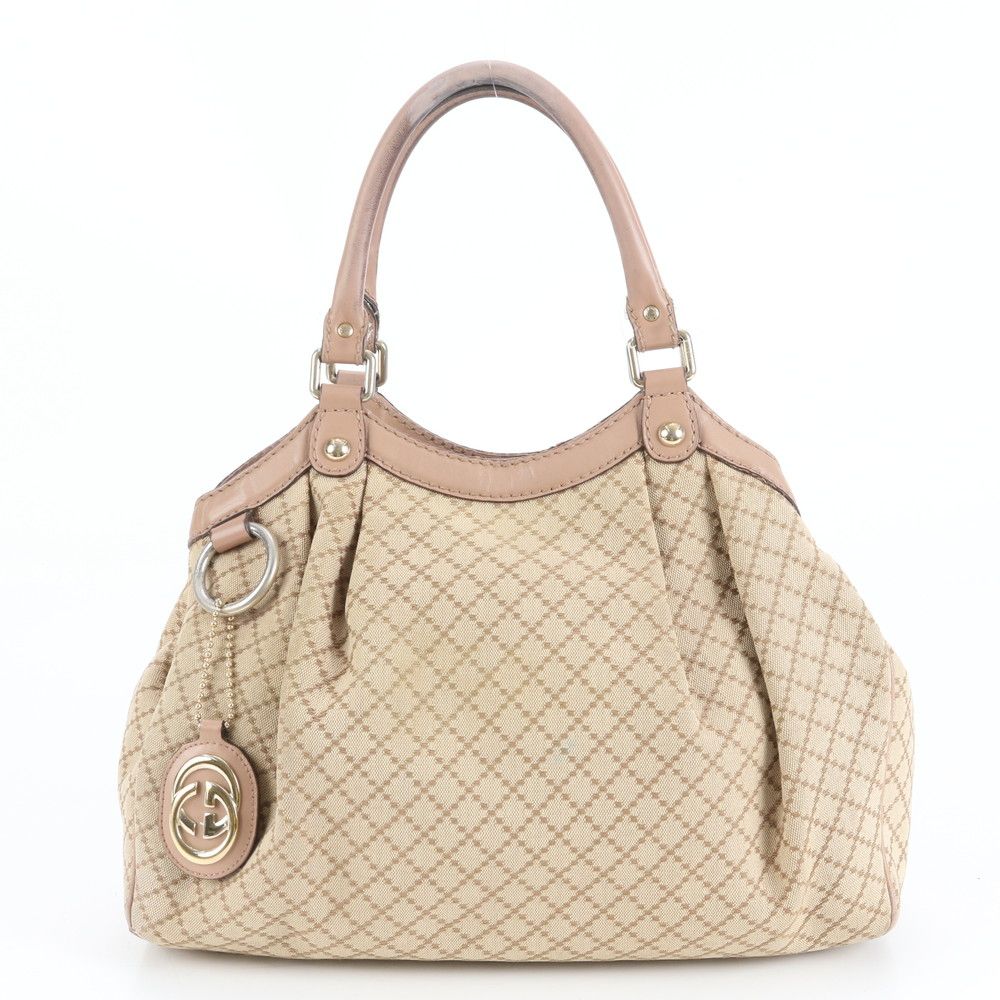 グッチ GG キャンバス スーキー レザー トート バッグ 肩掛け ショルダー 211944 ベージュ レディース EUE CY22-4