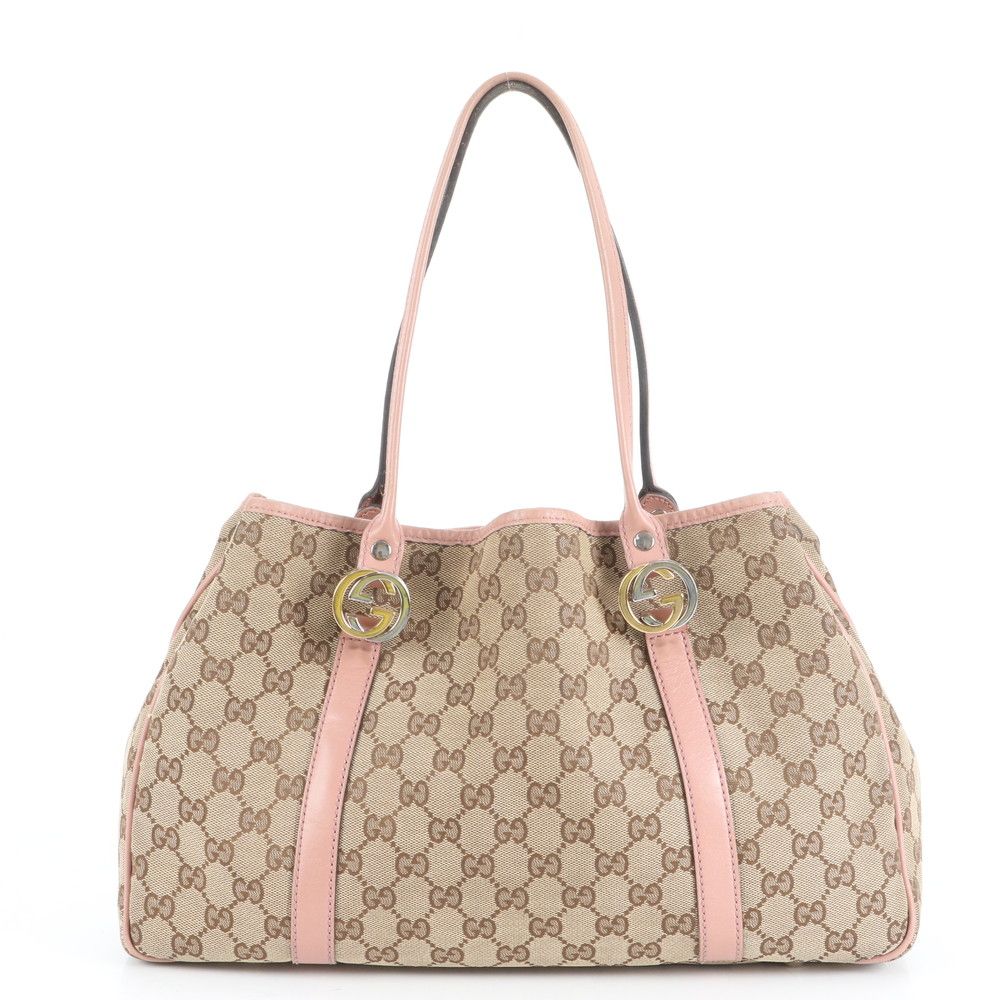 グッチ GG ツインズ レザー キャンバス トート バッグ 肩掛け ショルダー 232957 ベージュ レディース EUE CY22-2