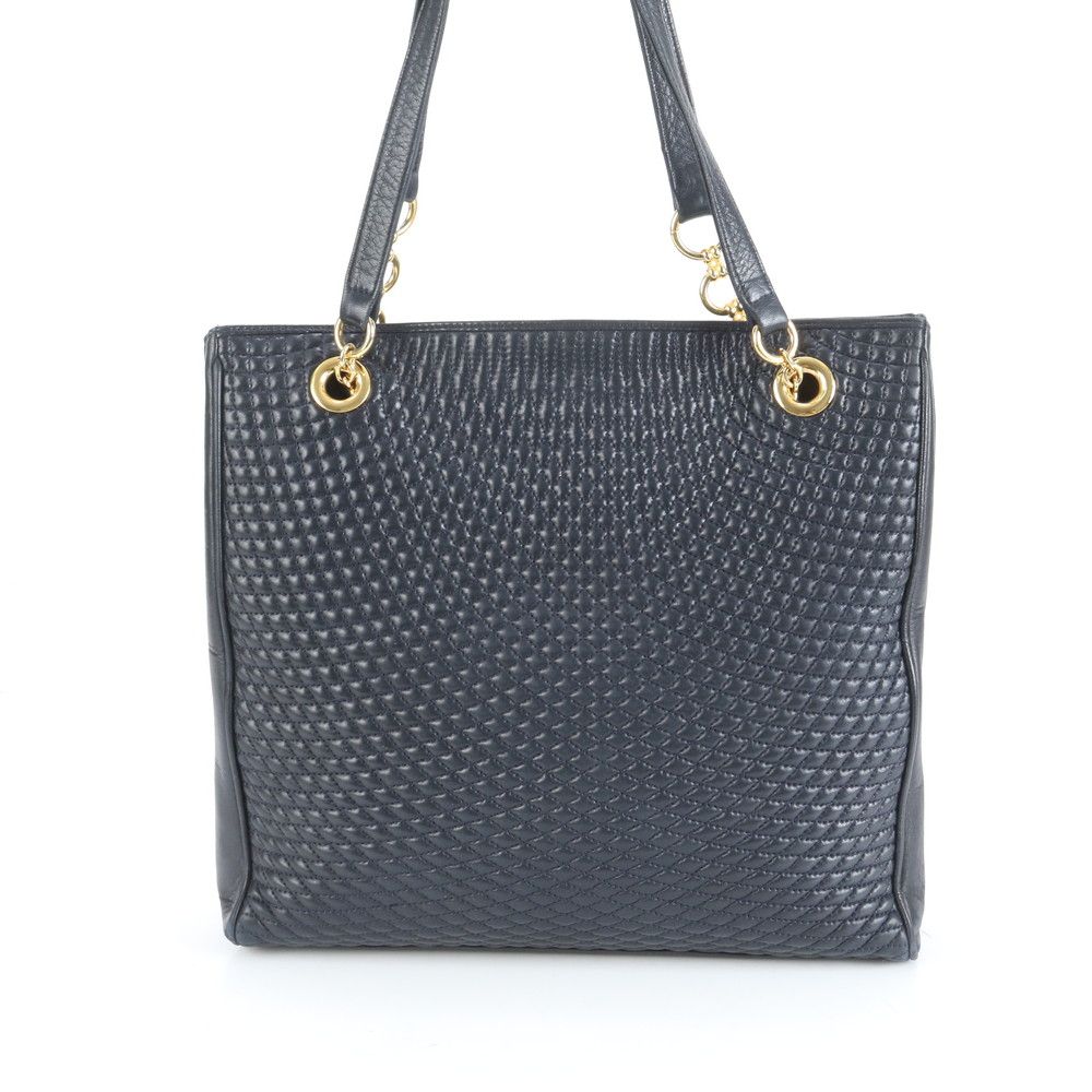  バーバリー キルティング レザー チェーン ショルダー トート バッグ 肩掛け ネイビー 紺 本革 A 4 レディース EEE CY 28-5 トートバッグ バッグ