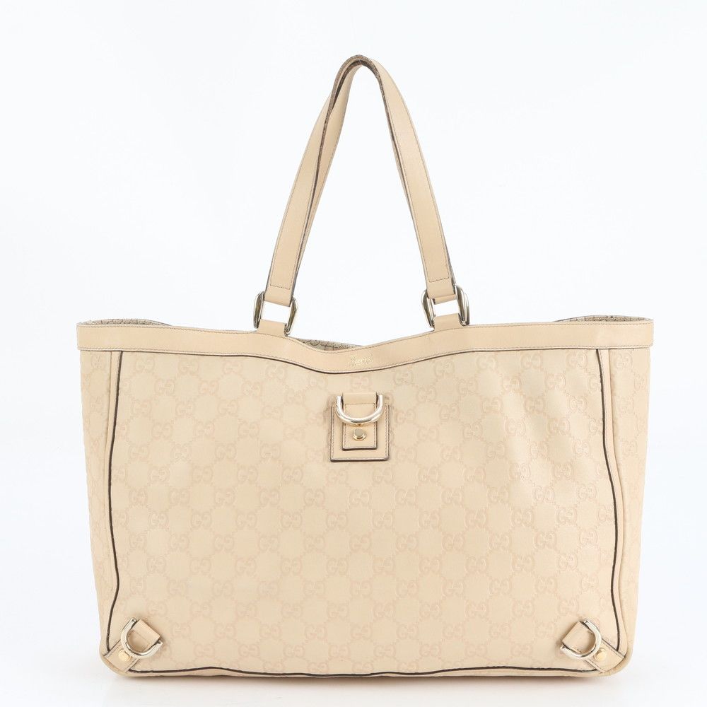 グッチ グッチシマ アビー レザー トート バッグ 肩掛け ショルダー 141472 べージュ 本革 A4 レディース EEE CY27-10