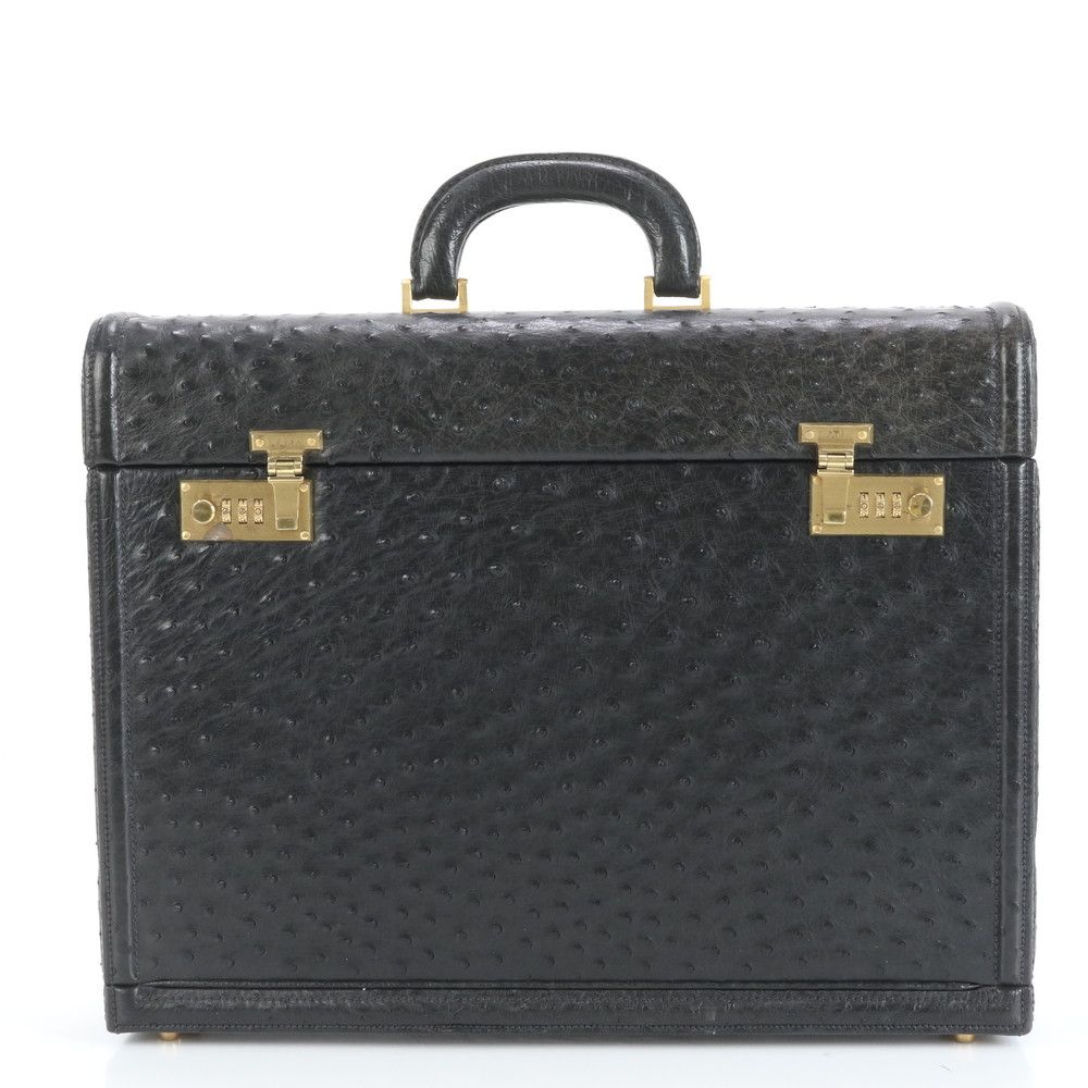 バリー オーストリッチ レザー ビジネス バッグ アタッシュケース ブリーフケース トート ブラック 黒 A4 メンズ EUE CY20-6