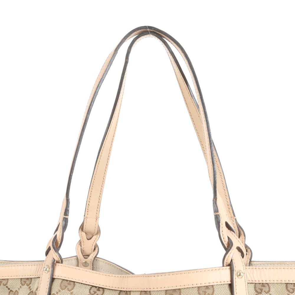 グッチ ポーチ付 GG キャンバス レザー トート バッグ 肩掛け ショルダー ベージュ 247220 A4 レディース EEE CY26-10