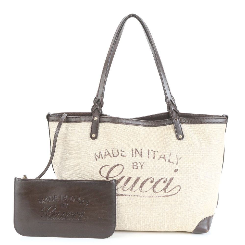 グッチ ポーチ付 レザー クラフト トート バッグ 肩掛け ショルダー 247209 ブラウン 茶色 ベージュ A 4 レディース EEE CY 26 9