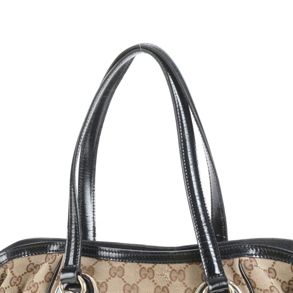 グッチ GG キャンバス 203529 レザー トート バッグ 肩掛け ショルダー ブラウン ゴールド 金具 レディース CＥUCY15-7