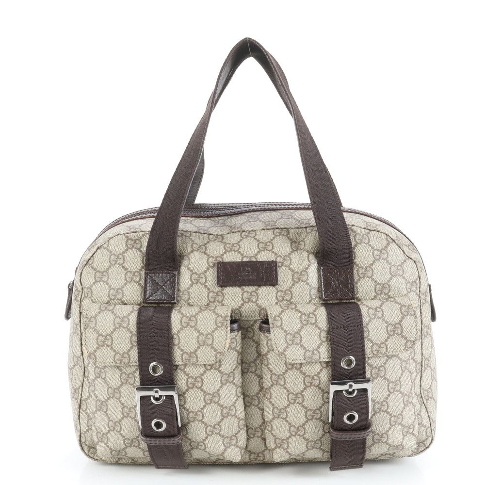 グッチ GG スプリーム 140959 レザー トート バッグ ボストン ハンド ブラウン ブランド おしゃれ レディース EUE CY 21-1