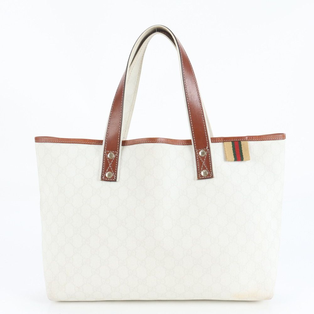 グッチ GG スプリーム シェリー ライン 211134 レザー トート バッグ 肩掛け ショルダー A4 ブラウン レディース EUE CY20-8