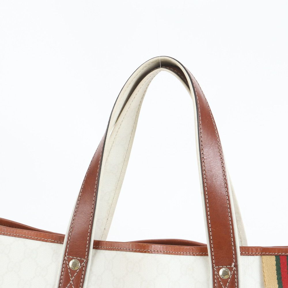 グッチ GG スプリーム シェリー ライン 211134 レザー トート バッグ 肩掛け ショルダー A4 ブラウン レディース EUE CY20-8