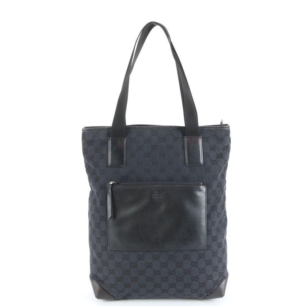 美品 グッチ GG キャンバス レザー トート バッグ 肩掛け ショルダー