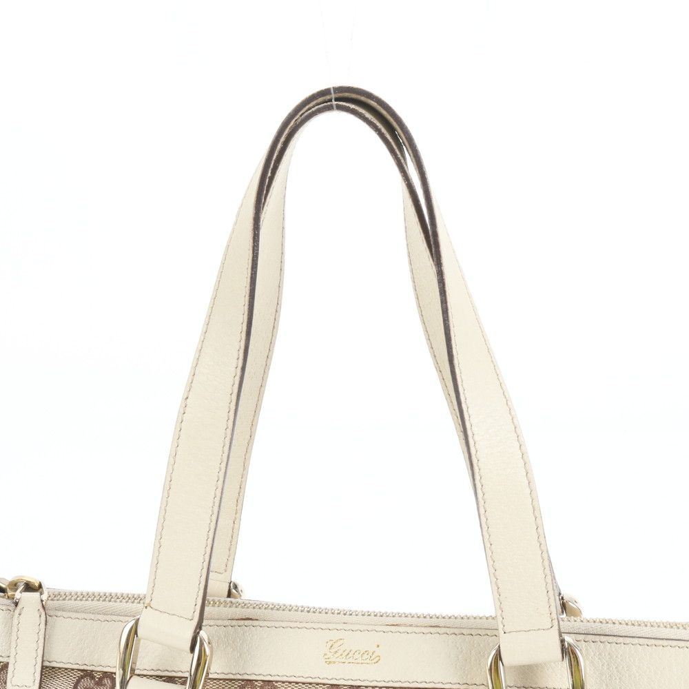 グッチ GG キャンバス アビー レザー トート バッグ 肩掛け ショルダー 141471 ブラウン 本革 レディース EUE CY21-5