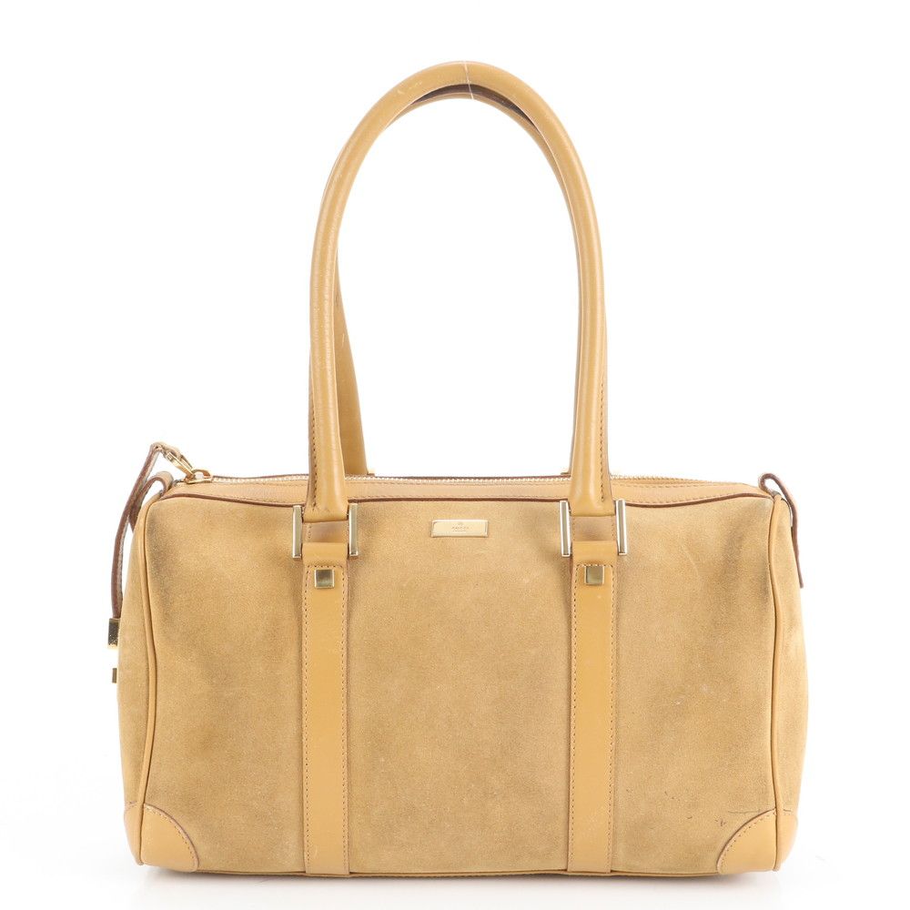 グッチ レザー トート バッグ ハンド ミニ ボストン 000 0851 ブラウン ゴールド 金具 レディース RCE CY 33-4