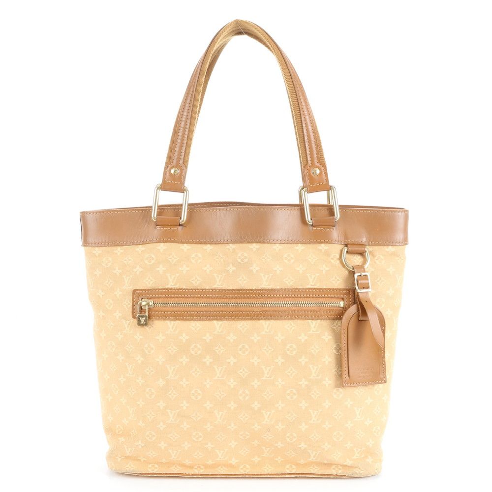 ルイヴィトン モノグラム ミニ ルシーユ GM M92683 レザー トート バッグ 肩掛け ショルダー ベージュ レディース EUE CY19-7