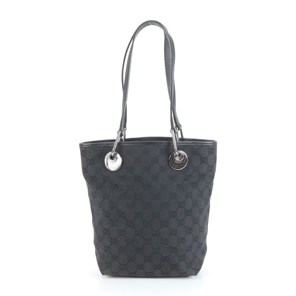 グッチ GG キャンバス エクリプス レザー トート バッグ 肩掛け ショルダー ハンド 120840 ブラック レディース ECE CY30-2