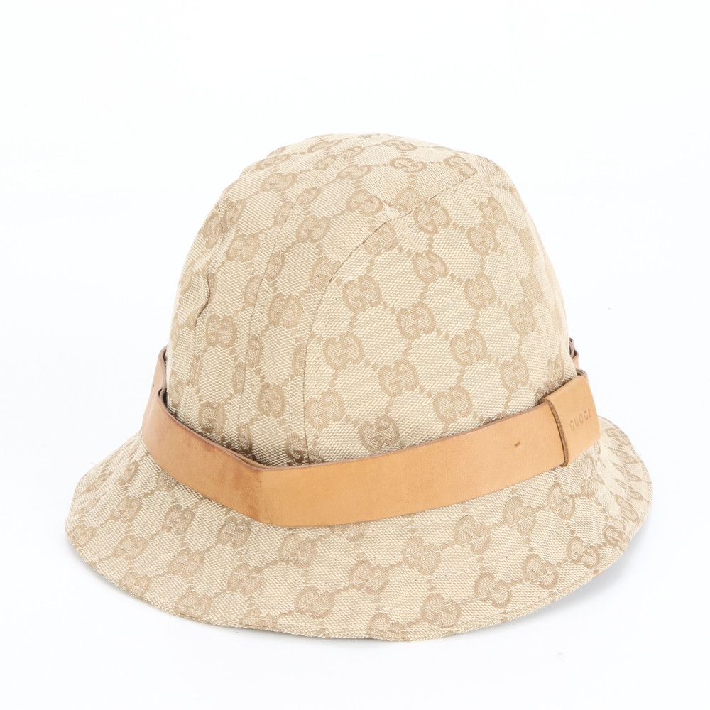 グッチ GG キャンバス バケット ハット バケハ 帽子 ファッション ブラウン 茶色 レザー メンズ ECE CY29-8