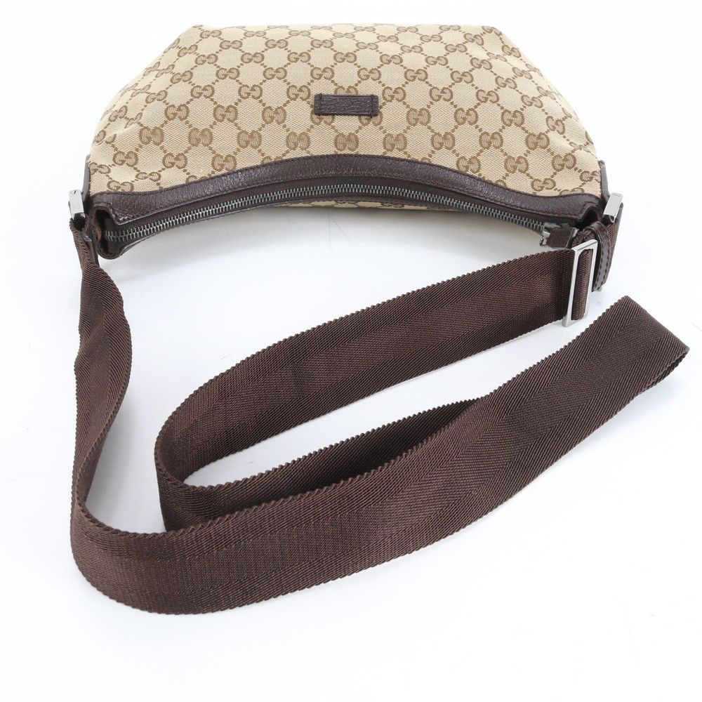 グッチ　ショルダーバッグ　GGキャンバス　総柄　ロゴプレート　レザー　美品 美品✨ グッチ ショルダーバッグ GG キャンバス レザー ロゴプレート