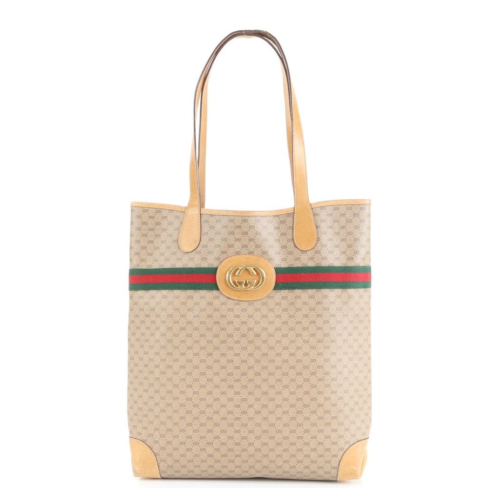 ヴィンテージ グッチ マイクロ GG シェリー ライン 002-904 レザー トート バッグ 肩掛け A4 レディース RCE CY33-1