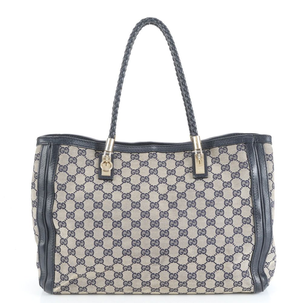 グッチ GG キャンバス ベラ レザー トート バッグ 肩掛け ショルダー 269945 ネイビー 紺 A 4 レディース EUE CY 19-9