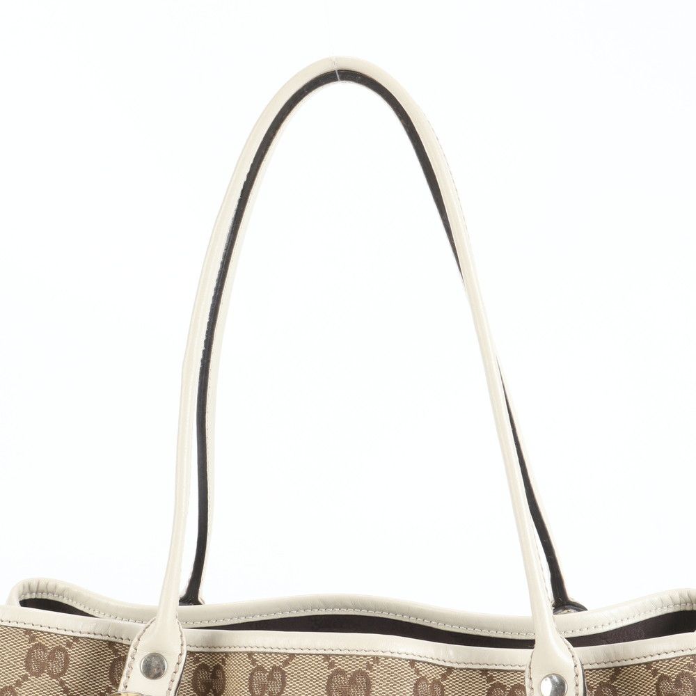 グッチ GG ツインズ レザー キャンバス トート バッグ 肩掛け ショルダー 232957 ブラウン 茶色 レディース RCE CY32-8