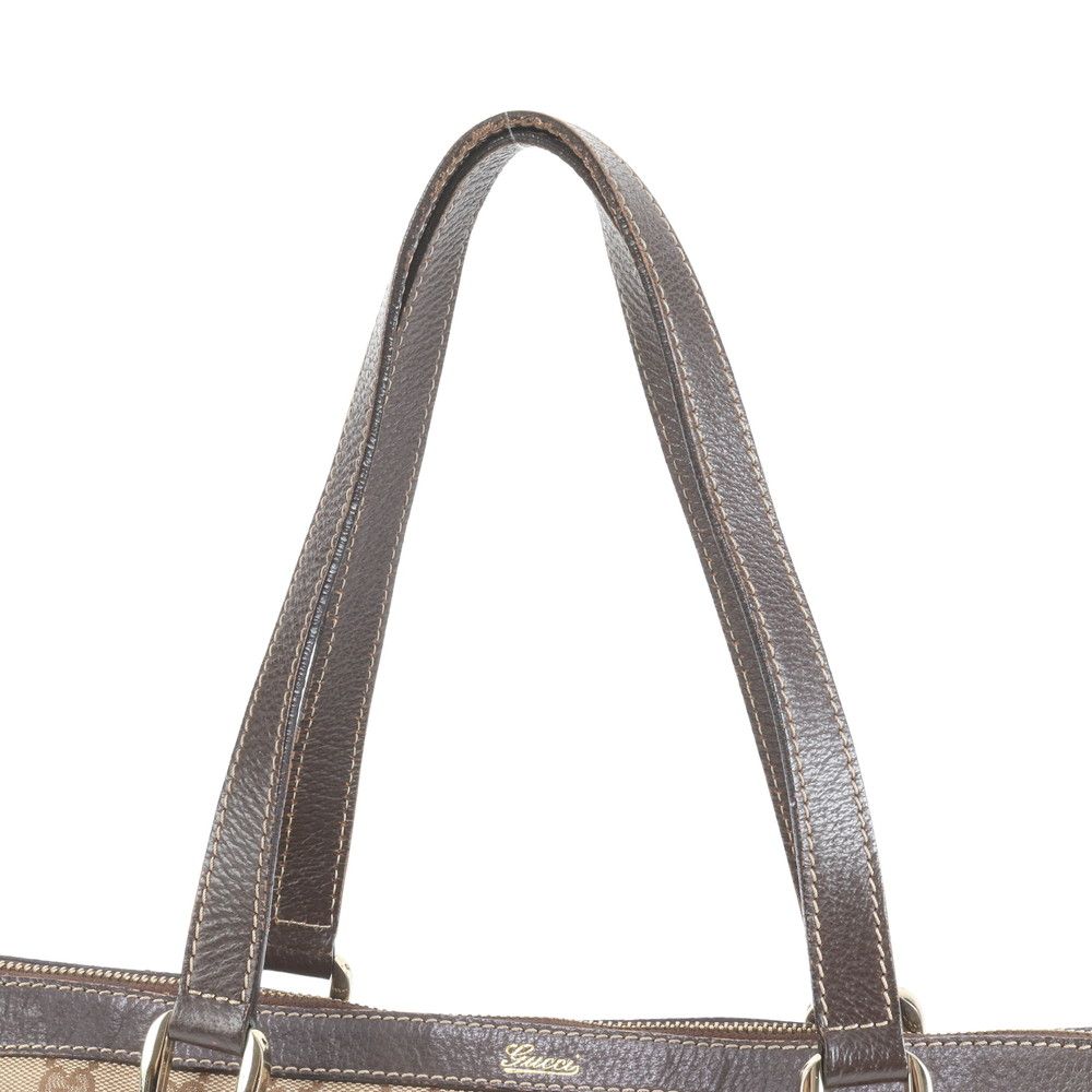 グッチ GG キャンバス アビー レザー トート バッグ 肩掛け ショルダー 141470 ブラウン 茶色 本革 レディース RCE CY32-9