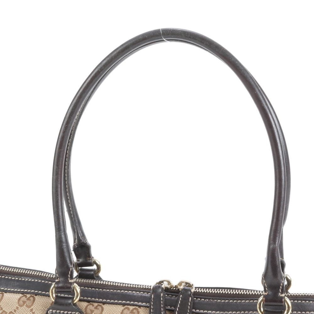 グッチ GG キャンバス シェリーライン ホースビット レザー トート バッグ 肩掛け ショルダー 232936 レディース RCE CY25-6