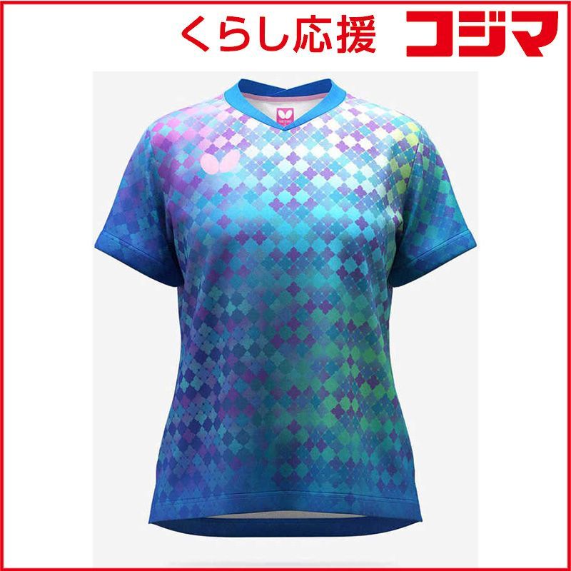 【 新品 未開封 】 バタフライ 卓球用品 Butterfly レディース ミナレア・シャツ ブルー XO 46549 未使用 送料無料