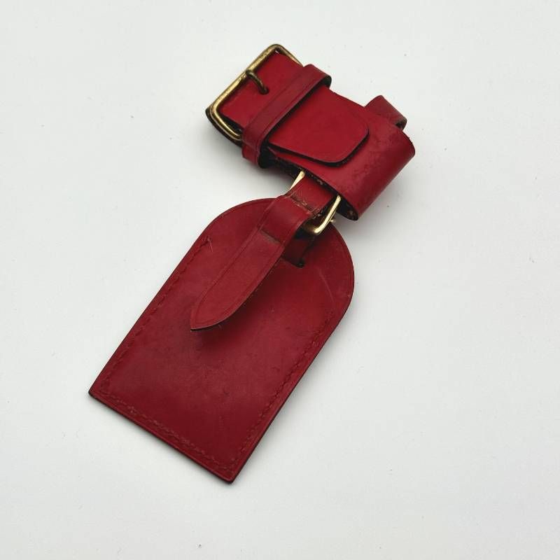 ルイヴィトン ネームタグ ポワニエ セット レッド 名札 ロゴ レザー