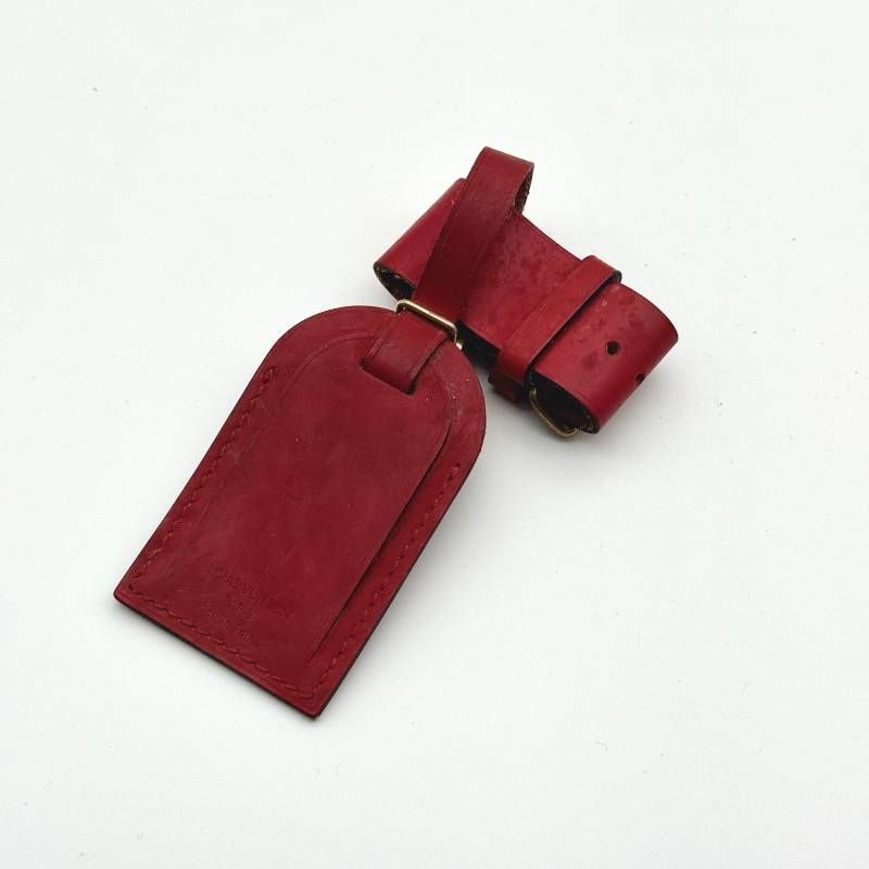 ルイヴィトン ネームタグ ポワニエ セット レッド 名札 ロゴ レザー