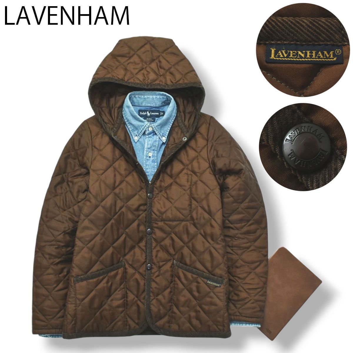 英国製 ラベンハム クレイドン フード付き キルティング ジャケット 38 茶