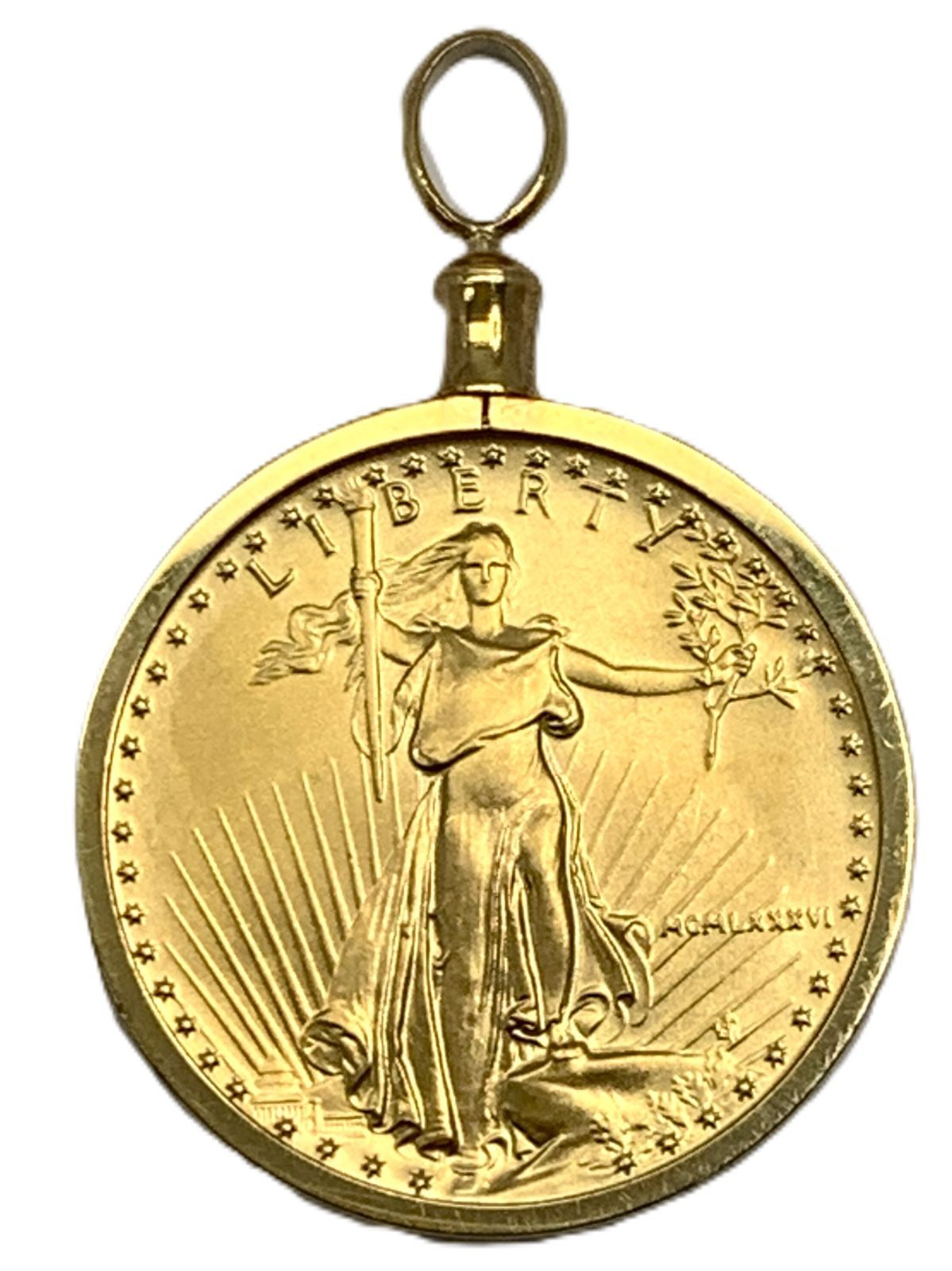 K 18枠 22 ペンダント イーグルコイン 1 4オンス 10ドルコイン 9 7 g