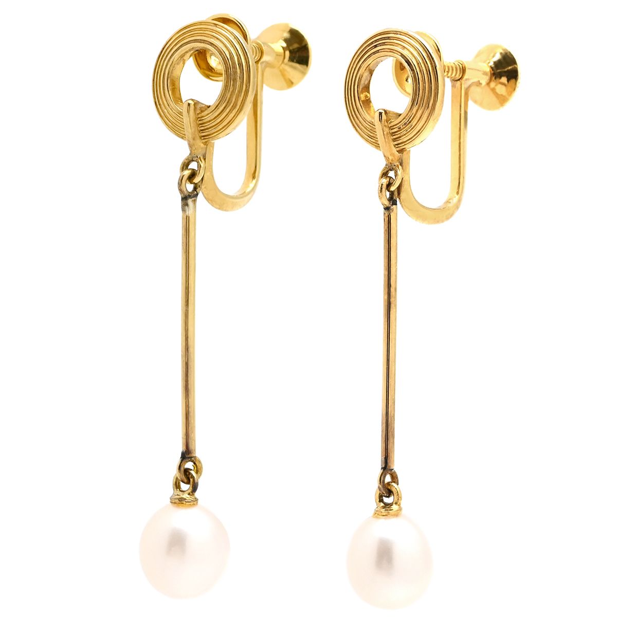 ミキモト MIKIMOTO イヤリング K18YG パール パールホワイト×イエロー  