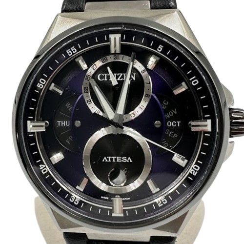 CITIZEN シチズン エコドライブ トリプルカレンダー 腕時計 8730-A5W6D01 ブラック パープル