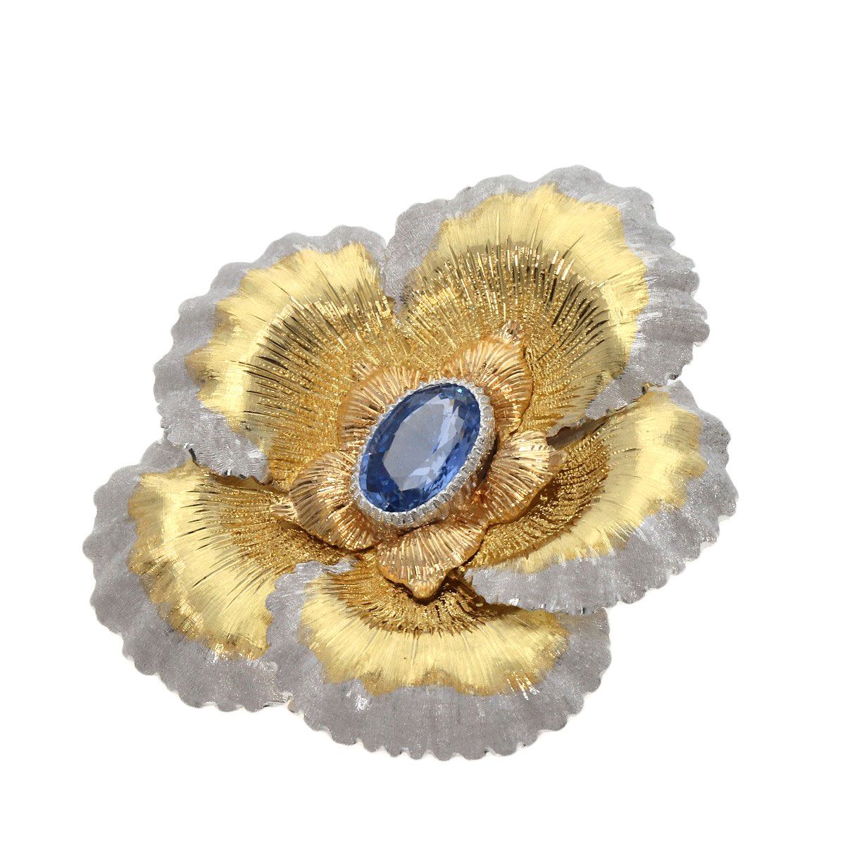 BUCCELLATI ブチェラッティ サファイア フラワーモチーフ ブローチ 18K