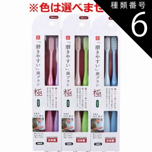 種類6：48個 磨きやすい歯ブラシ 極 ふつう 先細毛 LT-52 2本セット 歯ブラシ ハブラシ ふつう 先細毛 国産毛 小さめヘッド 【4個までメール便】
