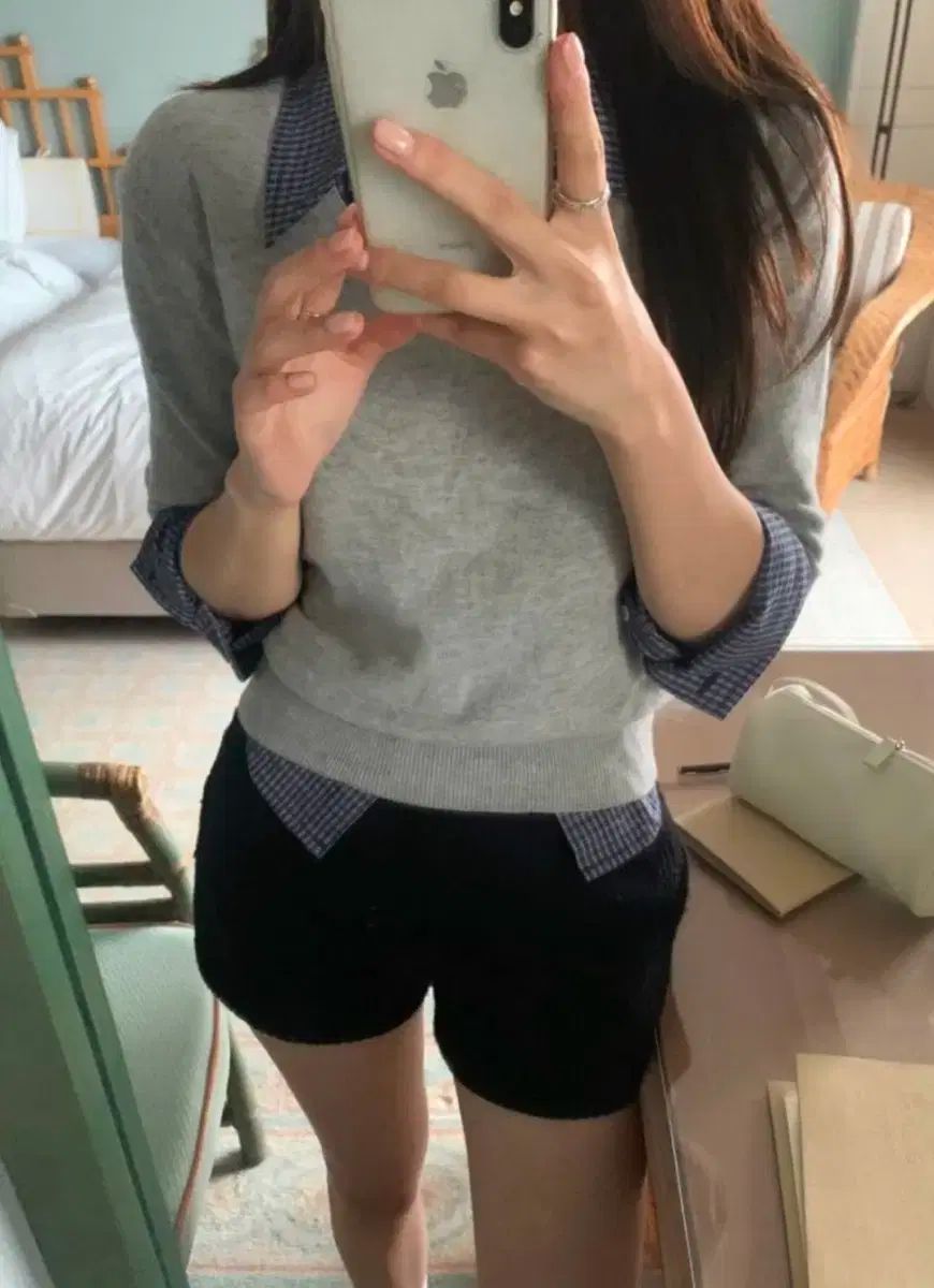 ベルニ ベルニ麻マーケット cozy knit shorts コージニットショーツ ブラック