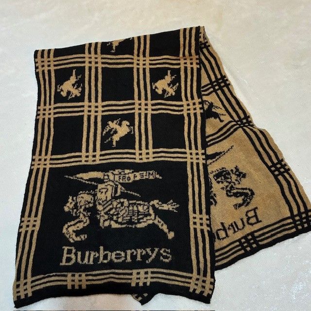  バーバリー Burberrys ナイトホースロゴ ブラックカーキ マフラー タグ無し マフラー 小物